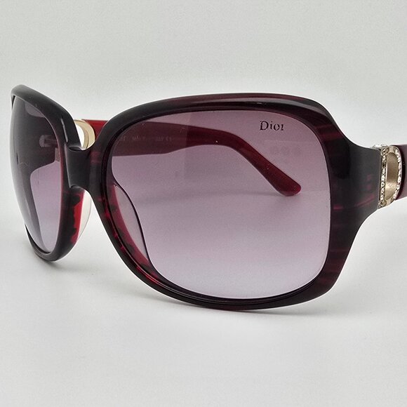Christian Dior Revening2 Red Rhinestone Frame Red Gradient Lens Sunglasses Italy - Picture 1 of 14